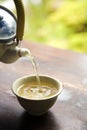 Pouring Green Tea from Pot