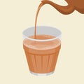 Pouring Masala Chai From Kettle Into Mug Vector Illustration