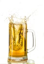Pouring light beer in a beer mug, it turns out foam and spray Royalty Free Stock Photo