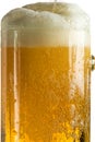 Pouring light beer in a beer mug, it turns out foam and spray Royalty Free Stock Photo