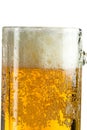 Pouring light beer in a beer mug, it turns out foam and spray Royalty Free Stock Photo