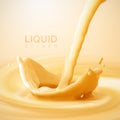 Pouring liquid crown splash on swirling whirlpool creamy background. Royalty Free Stock Photo