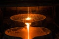 Pouring liquid metal from arc furnace Royalty Free Stock Photo