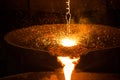 Pouring liquid metal from arc furnace Royalty Free Stock Photo