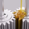 Pouring Lube on Gearwheels 3d Illustration Royalty Free Stock Photo