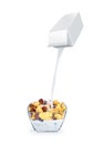 Pouring milk into cornflakes bowl Royalty Free Stock Photo