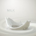 Pouring milk crown splash and creamy background Royalty Free Stock Photo