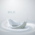 Pouring milk crown splash on swirling whirlpool creamy background. Royalty Free Stock Photo