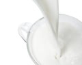 Pouring milk into glass (milk splash) isolated Royalty Free Stock Photo