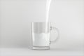 Pouring the milk into the glass, white background, 3d rendering Royalty Free Stock Photo