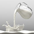 Pouring Milk from a transparent bottle