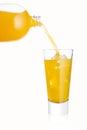 Pouring orange soda drink from bottle to glass Royalty Free Stock Photo