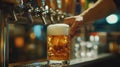 Pouring a Perfect Pint, Craft Beer Taproom Royalty Free Stock Photo