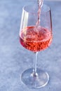 Pouring Pink Rose Blush Wine to Glass Royalty Free Stock Photo