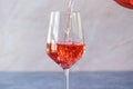 Pouring Pink Rose Blush Wine to Glass Royalty Free Stock Photo