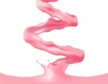 Pouring pink strawberry milk and cream / milk splash Royalty Free Stock Photo