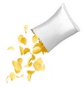 Pouring potato chips from its packaging Royalty Free Stock Photo