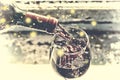 Pouring red wine. Wine in a glass, selective focus, motion blur, Red wine in a glass. Sommelier pouring the wine into the glass. T Royalty Free Stock Photo