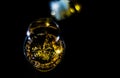 Pouring single malt whisky into a glass, golden color whisky