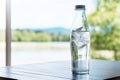 Pouring soda water from bottle into glass Royalty Free Stock Photo