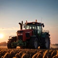 Pouring soy bean grain into tractor trailer after harvest at field made with Generative AI Royalty Free Stock Photo