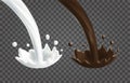 Pouring splash of milk and chocolate