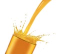 Pouring splashing orange juice in glass Royalty Free Stock Photo