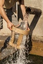 Pouring spring water