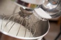 Pouring sugar into bowl for making bakery Royalty Free Stock Photo