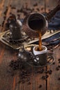 Pouring Turkish coffee Royalty Free Stock Photo