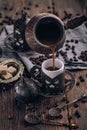 Pouring turkish coffee Royalty Free Stock Photo