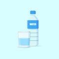 Pouring water into glass from a bottle isolated white background. vector illustration Royalty Free Stock Photo