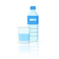 Pouring water into glass from a bottle isolated white background. vector illustration Royalty Free Stock Photo