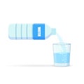 Pouring water into glass from a bottle isolated white background. vector illustration Royalty Free Stock Photo