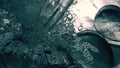 Pouring water on glass crystals, super slow motion shot
