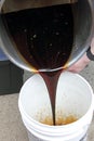 Pouring the wort into a fermenting bucket