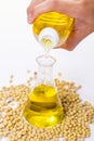 Pouring yellow soya bean oil