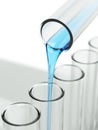 Pouringed liquid in laboratory glassware