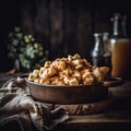 Poutine On Stone In Rustic Pub. Generative AI