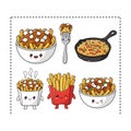 Poutine Vector Illustration with French Fries, Cheese Curds, and Gravy 6 Royalty Free Stock Photo