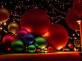 POV Christmas ball: dark photo rainbow tones.