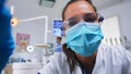 Pov of dentist working on patient mouth hygine