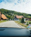 POV driver view at the main entrance at Sasbachwalden village in Baden