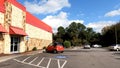 POV Driving Cook Out fast food restaurant side building small red car