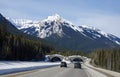 POV: Driving towards a short tunnel on the picturesque Trans Canada Highway. Royalty Free Stock Photo