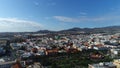 Flying over Telde neighbourhood in Canary Islands, Spain