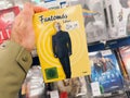 POV Hand Holding Fantomas Trilogy DVD Selection in German Muller Royalty Free Stock Photo