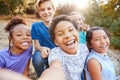 POV Shot Of Multi-Cultural Children Posing For Selfie With Friends In Countryside Together Royalty Free Stock Photo