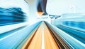 POV train motion blurred concept from the Yuikamome monorail in Tokyo, Japan Royalty Free Stock Photo
