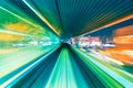 POV train motion blurred concept from the Yuikamome monorail in Tokyo, Japan Royalty Free Stock Photo